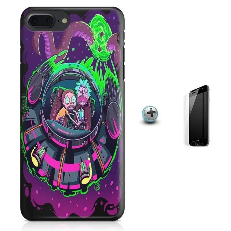 Kit Capa iPhone 8 Plus - Rick and Morty + Pel Vidro (BD31)