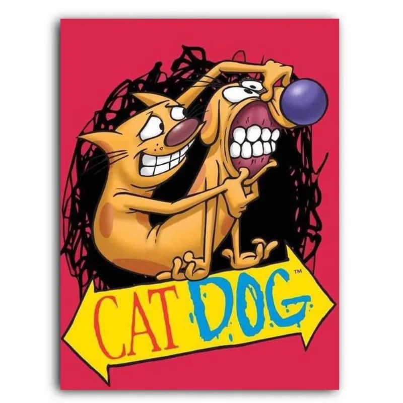 Placa Decorativa MDF Ambientes 30 cm x 20 cm - CatDog Nickelodeon Desenho Clássico (BD61)