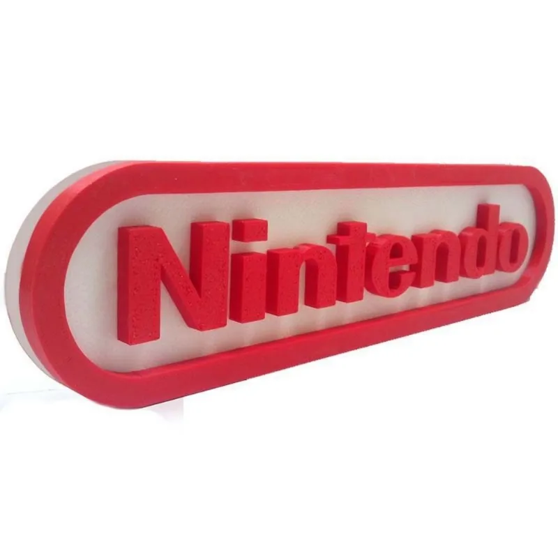 Logotipo Nintendo 3D Branco e Vermelho Tamanho Pequeno 12 CM