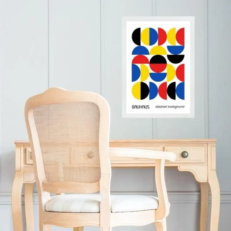 Quadro Arte Geométrica Vintage Bauhaus 33x24cm