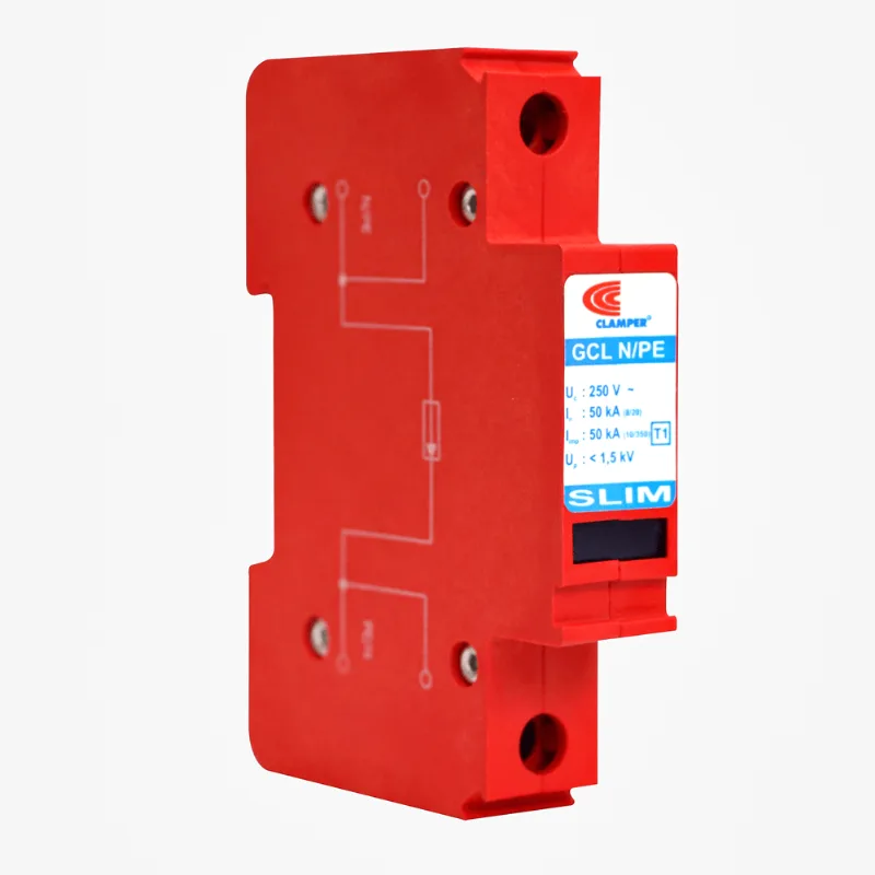 DPS CLAMPER GCL N/PE 250V 50kA Slim - Classe I - Proteção entre Neutro e Terra para Sistemas TN-S e TT 008855