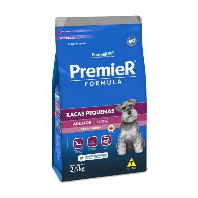 Premier Cães Fórmula Raças Pequenas Adultos Sabor Frango 2,5 kg