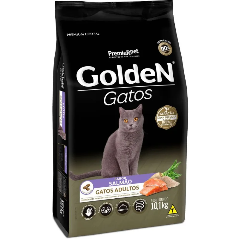 Golden Gatos Adultos Sabor Salmão 10,1 kg