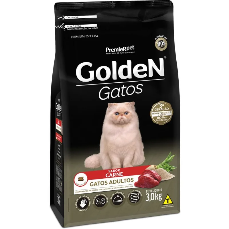 Golden Gatos Adultos Sabor Carne 3 kg
