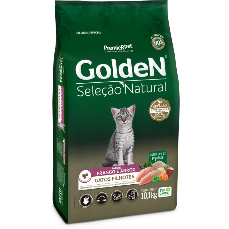 Golden Seleção Natural Gatos Filhotes Sabor Frango & Arroz 10,1 kg