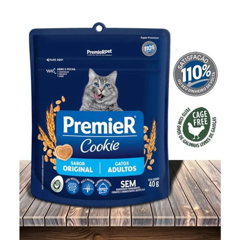 Biscoito PremieRPet Cookie Original para Gatos Adultos - 40Gr