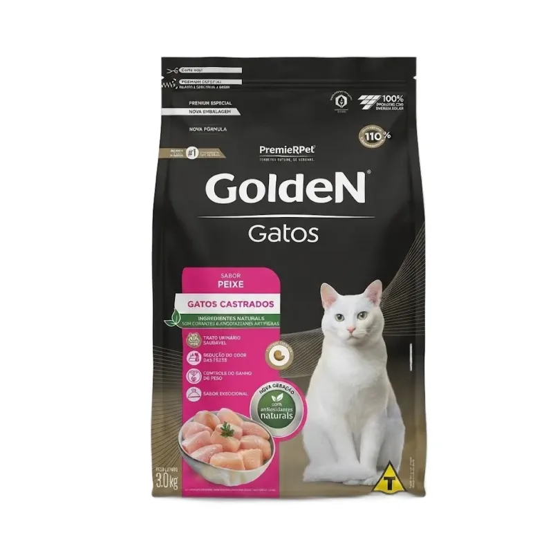 GOLDEN GATO CASTRADO PEIXE 3KG - petshop Malu