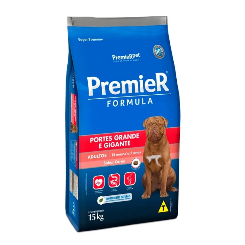 Ração Premier Fórmula Cães Adultos Raças Grandes E Gigantes Sabor Carne 15kg