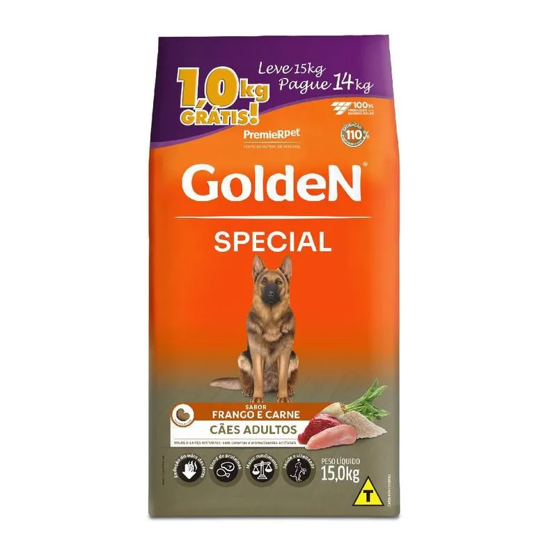 Ração Golden Special Cães Adultos Frango E Carne - 15Kg Promocional