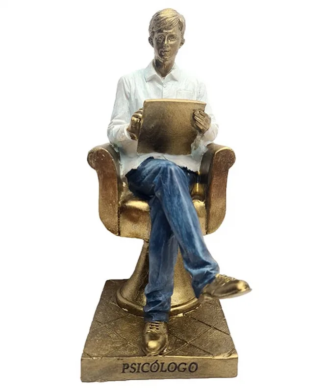 Estatueta Decorativa Psicólogo Escultura Resina Enfeite 20cm