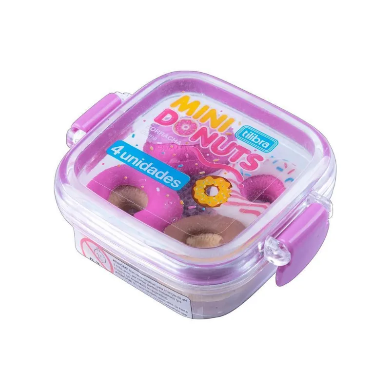 Borracha Lancheira Donuts - Com 4 Un Coloridas - Tilibra