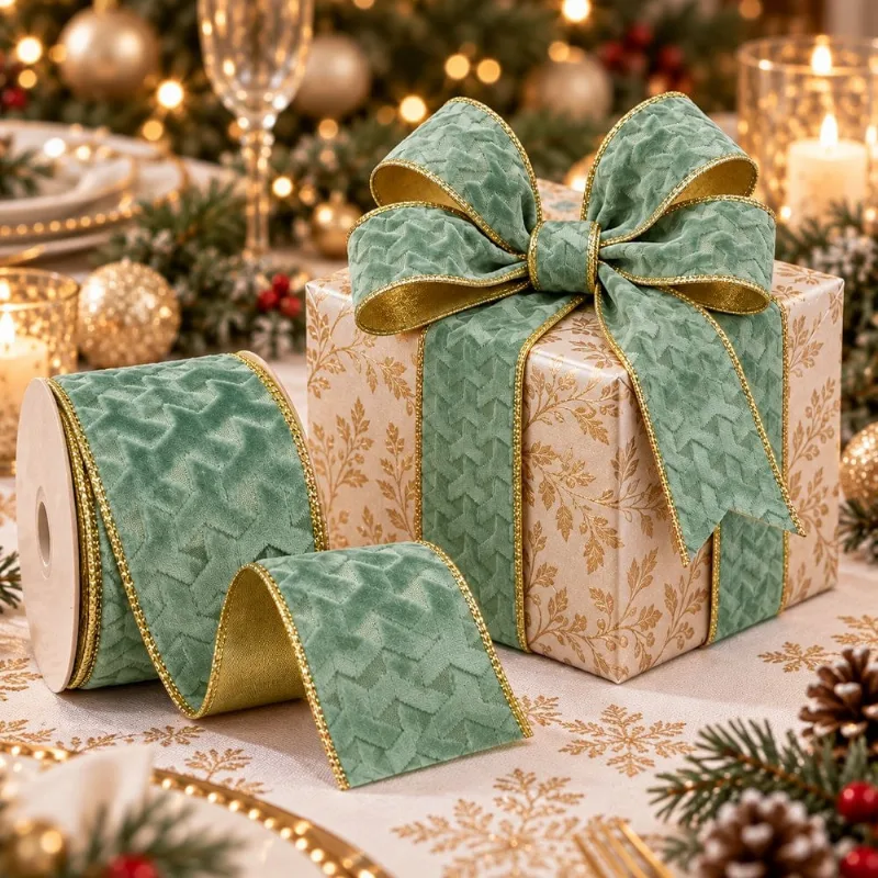 Rolo Fita Aramada Enfeite Decoração Natal 6,3cm x 9m Verde Água 2