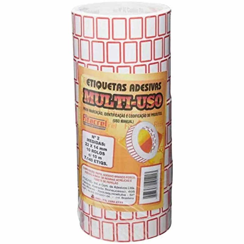 Rolo de Etiqueta Adesiva Preço Nº02 22x14 10M MUL03 Fitacrel - 10RL