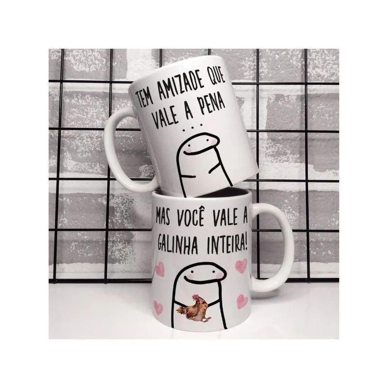 Caneca Porcelana Divertida Flork Tem Amizade Que Vale A Pena