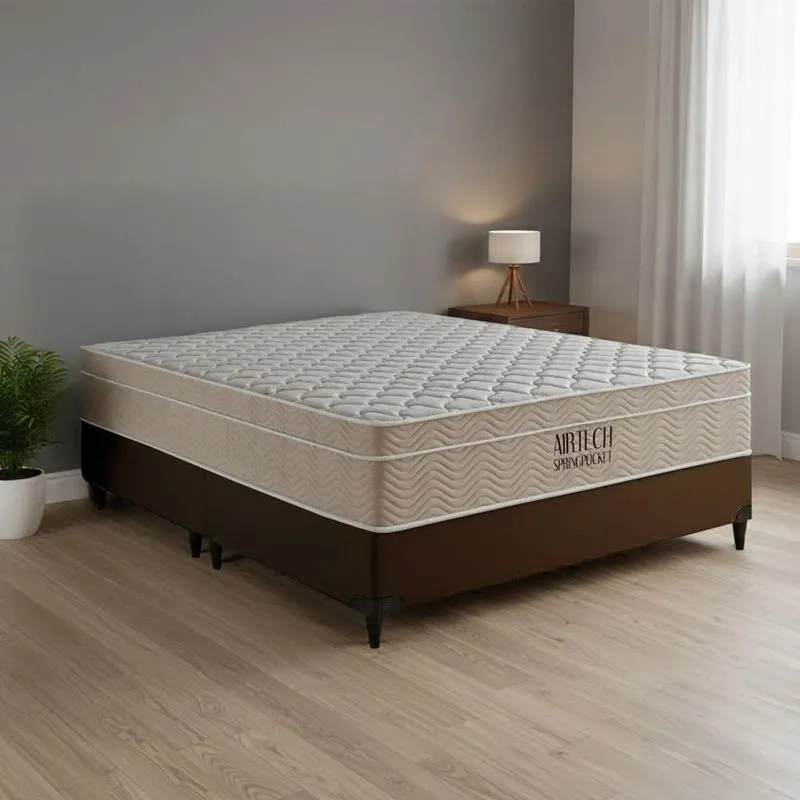 Cama Box e Colchão Airtech Molas Ensacadas(158x198) Ortobom