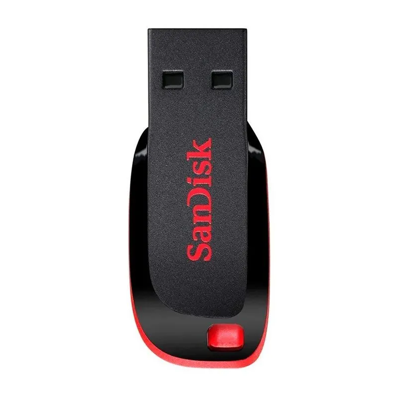 Pendrive Sandisk Z50 Cruzer Blade 16GB USB 2.0 Preto Vermelho Compacto Portátil Alta Velocidade Armazenamento Dados