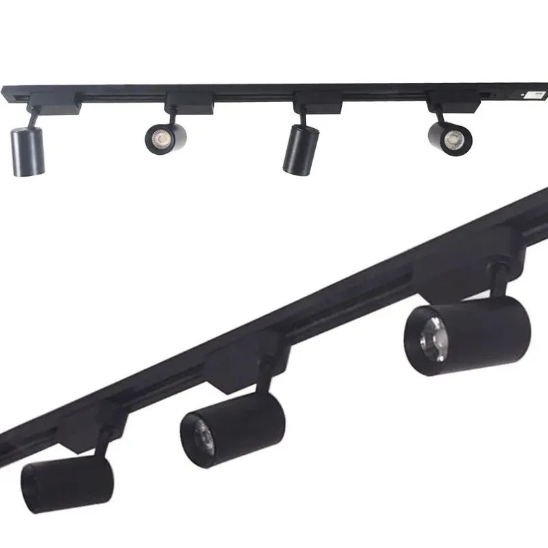 Trilho Eletrificado 3m + 5 Spot Led 7w 3000k Bivolt Preto