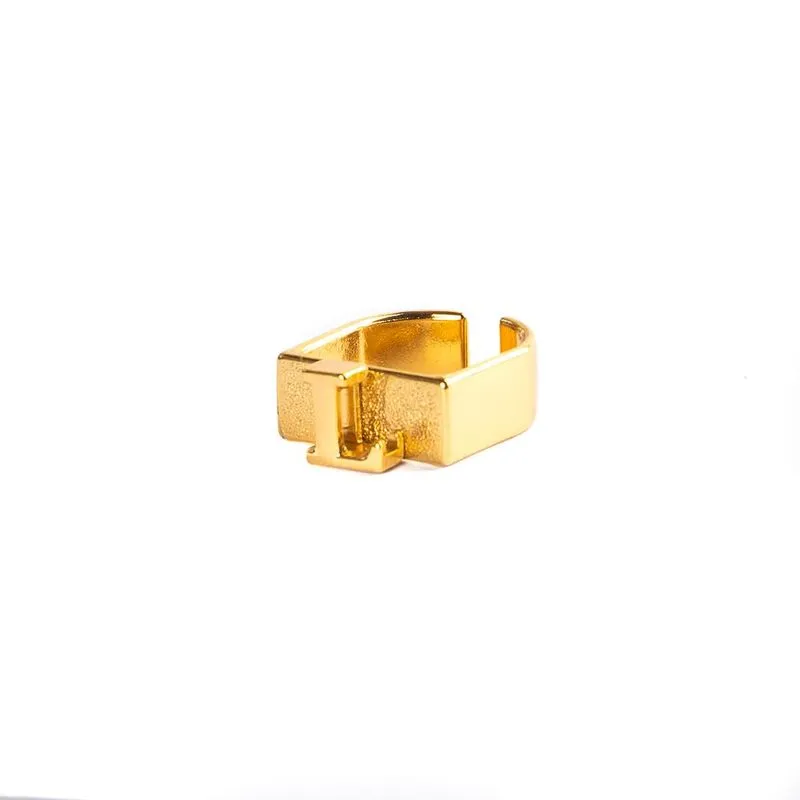 Anel Feminino Inicial Letra L Regulável Moderno Casual Dourado M
