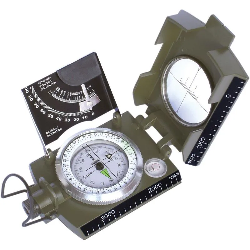 Bússola Profissional Tipo Militar K-4074 41148 - Escala Métrica Graduada - Tabela Para Cálculo