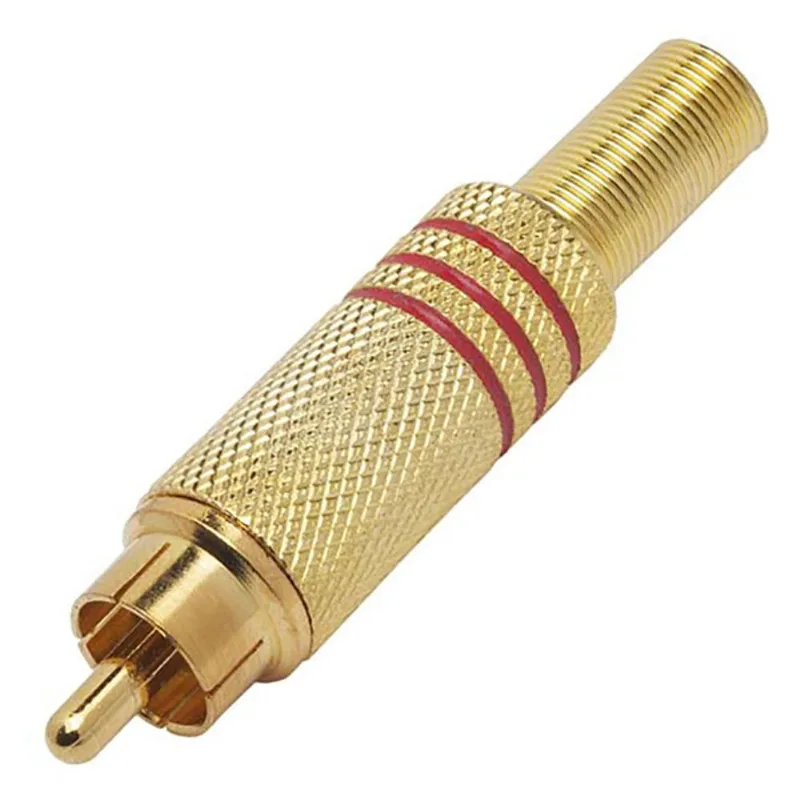 Plugue RCA Macho CSR SK-188 Dourado com Mola Vermelho - CSR