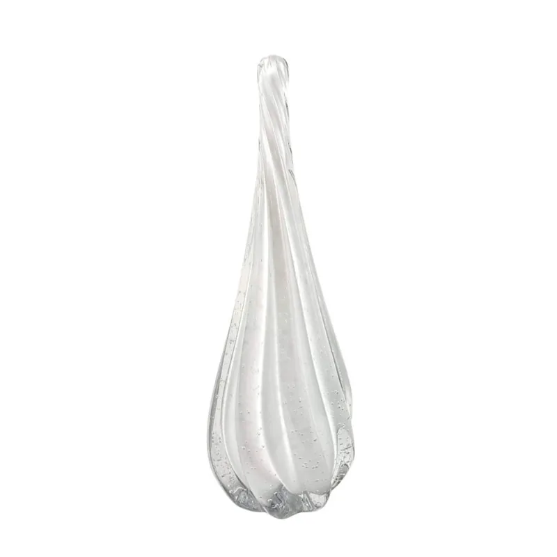 Escultura Gota De Murano Branco Leitoso 29Cm Decoração