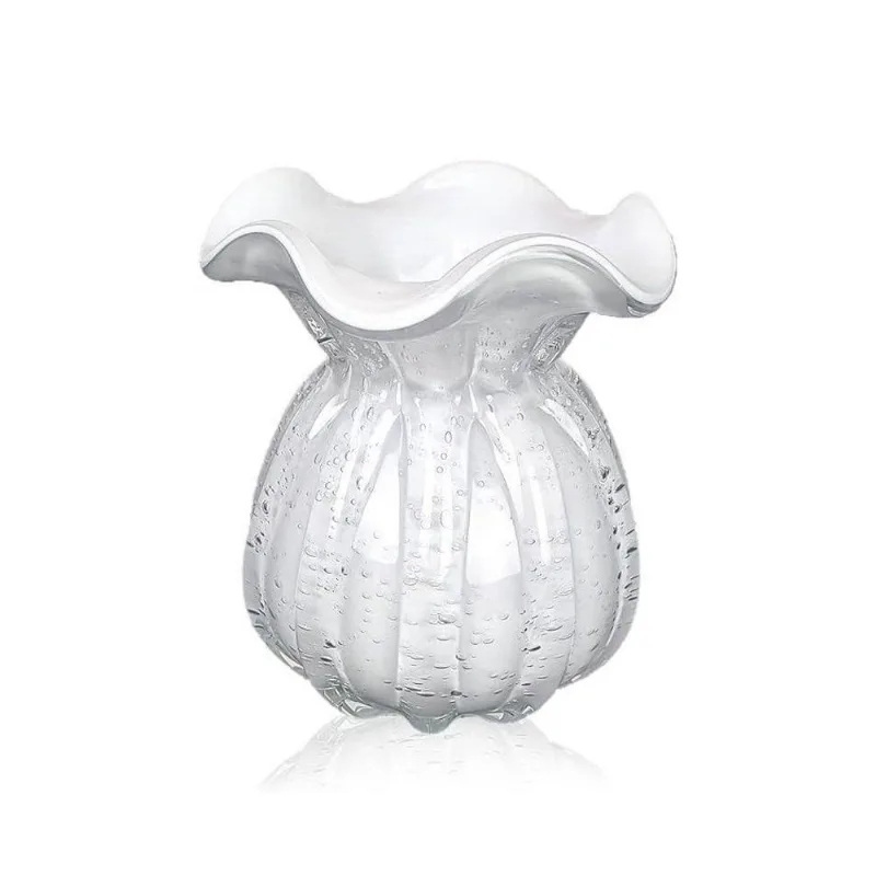 Vaso De Vidro Murano Trouxinha Veneza 12X14Cm Jolitex Rosa
