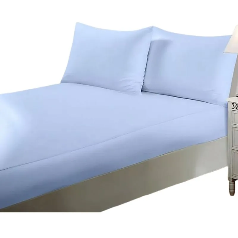 Lençol Casal Toque De Seda Liso Avulvso Azul - Jolitex