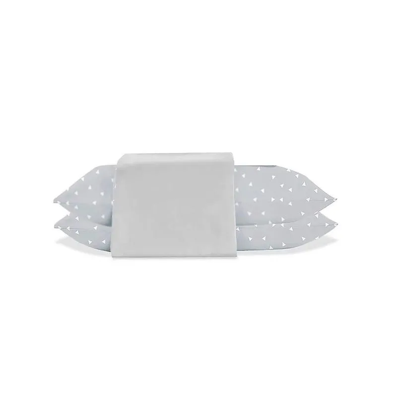 Jogo de Cama casal 3 Peças jolitex ternille 300 Fios - Toque de Seda -Triângulo Cinza