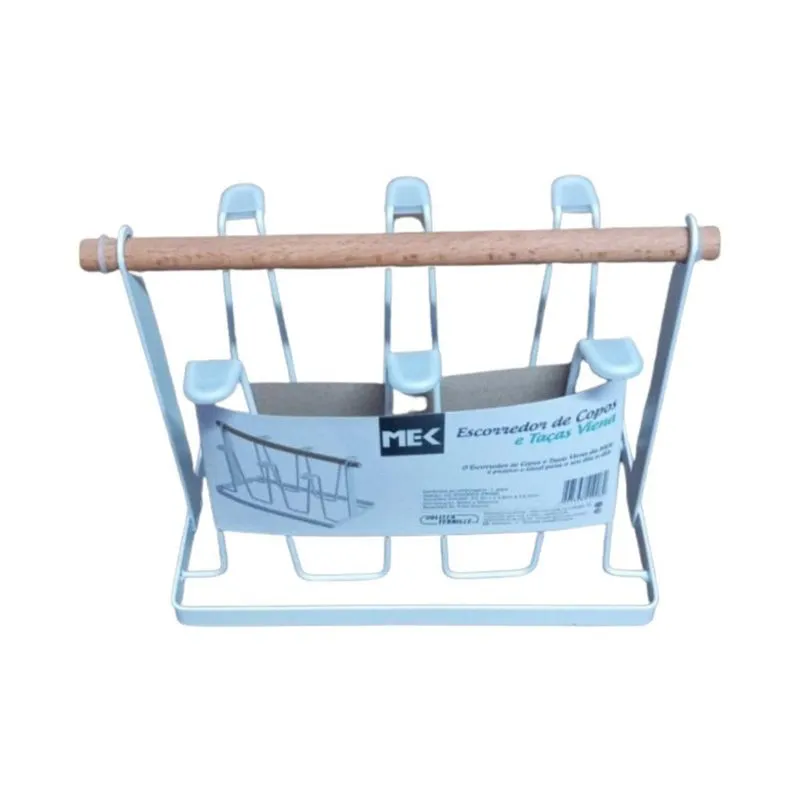 Escorredor Copos/taças Viana Metal Branco 18,5x23x23 Cm