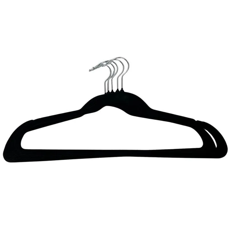 Kit 5 Cabides Preto Aveludados Para Guarda Roupas