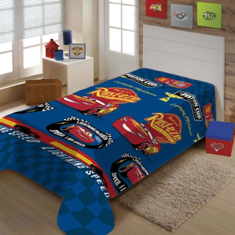 Manta de Microfibra Fun Disney 1,50m x 2,00m - Jolitex - Carros Rust-Eze