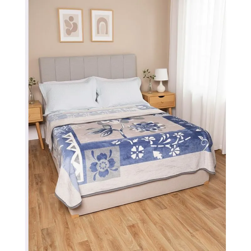 Cobertor Casal Jolitex Kyor Plus Chablis Estampado Azul UN