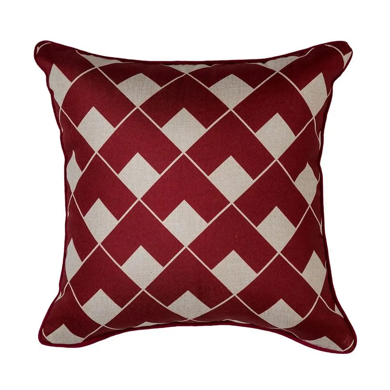 Capa De Almofada Com Borda Georgia Estampa 1 043x043cm Bege Vermelho - Jolitex