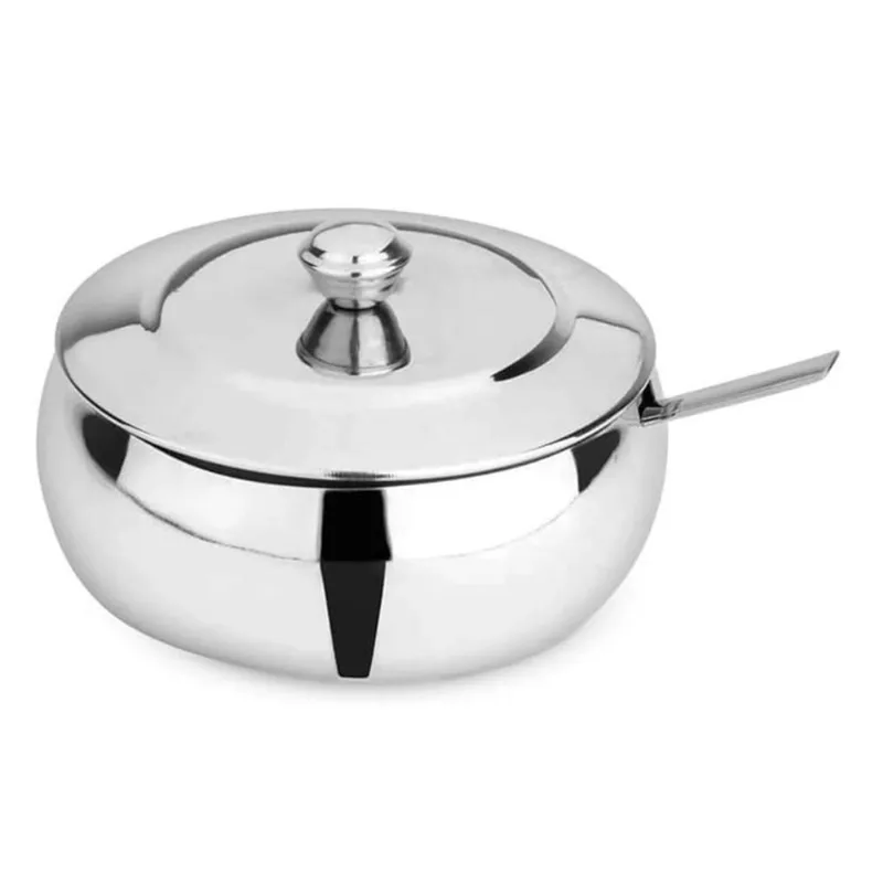 Farinheira Açucareiro Saleiro Powder Com Colher Tampa Inox
