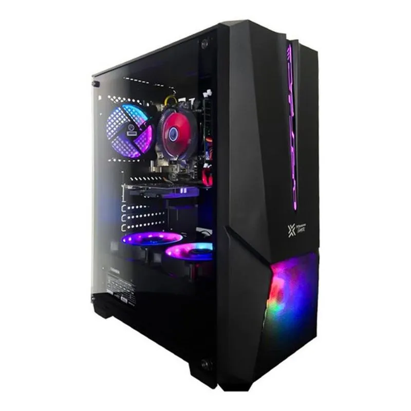 Gabinete Gamer Maxtro 3403b Com 2 Fan Rgb Lateral Vidro