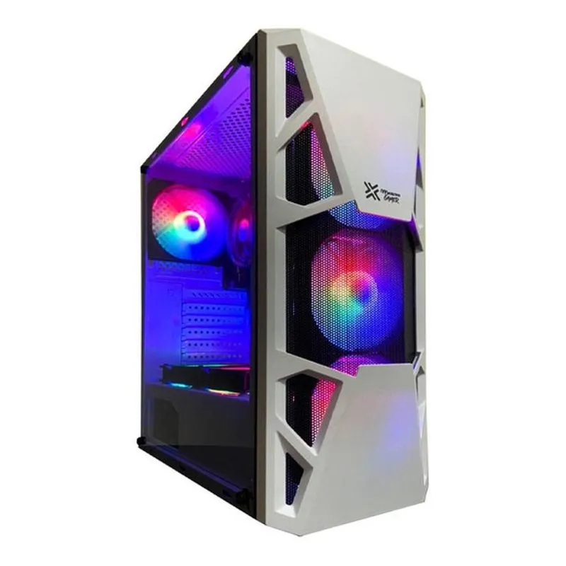 Gabinete Gamer Maxtro 3303 4 Fan Rgb Lateral Vidro Branco