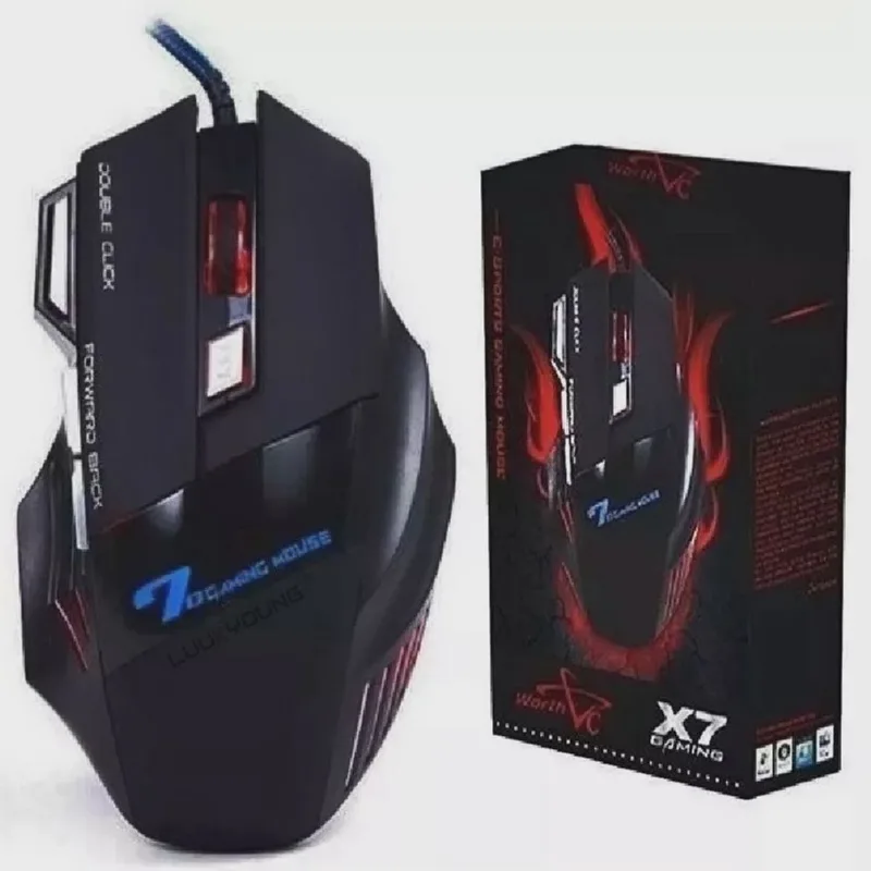 Mouse Gamer Estone X7 2400dpi Led Sport 7 Botões Ergonomic Luuk Young