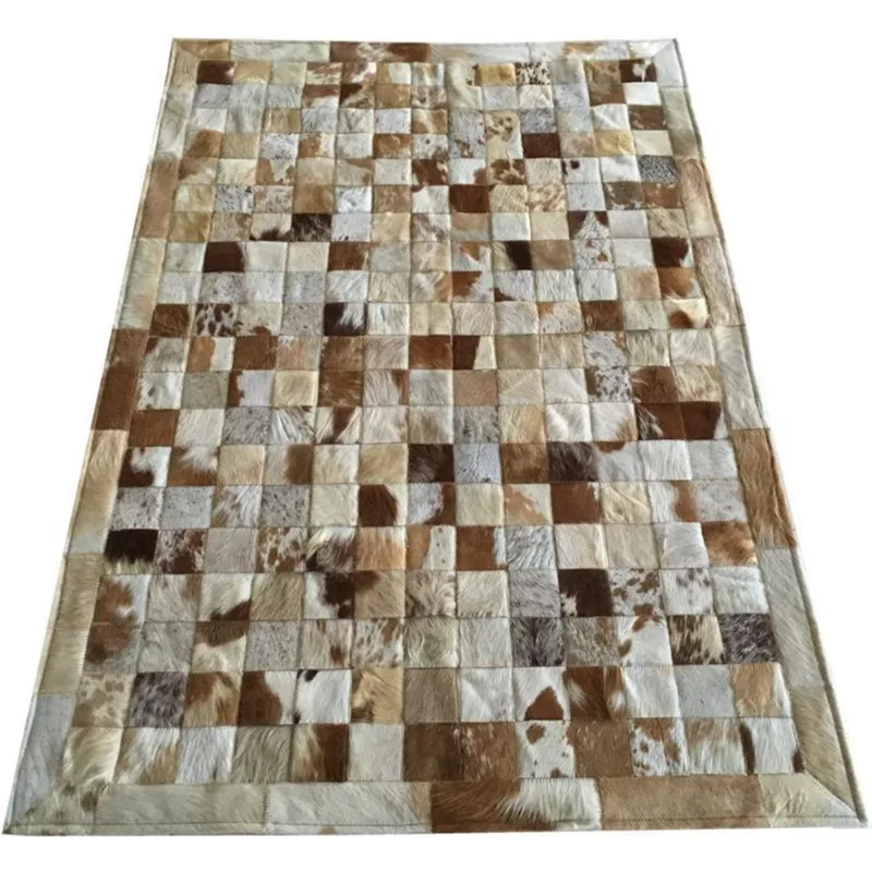 Tapete De Couro Marrom Malhado 1,00X1,50 Com Bordas
