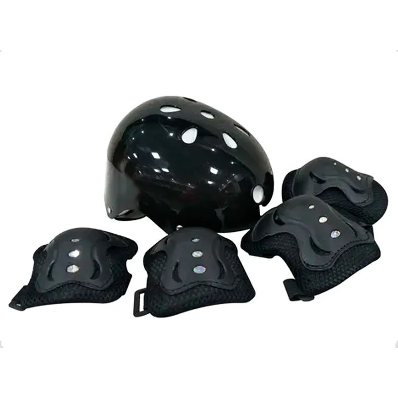 Kit Proteção Infantil Com Capacete Turma Aventura Segurança Preto