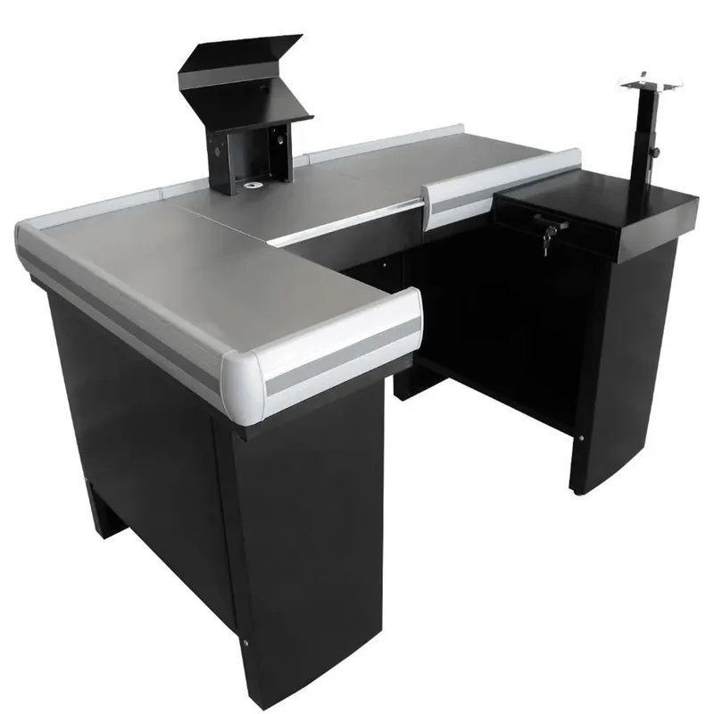 Checkout Leve Bcl.15 1,50m Innal - Mesa Reta Com Kit Completo Para Balança Cor Preto C/ Perfil Cinza Preto Com Perfil Cinza Innal