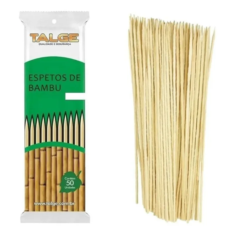 50 Palitos De Bambu Espeto Para Churrasco 25cm