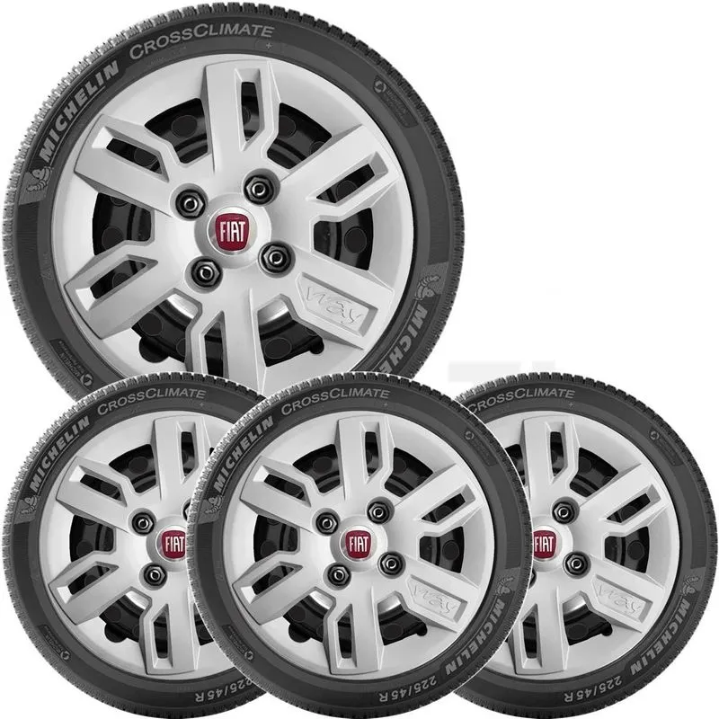4x Calota Fiat Uno Way Aro 13 Emblema 227cb