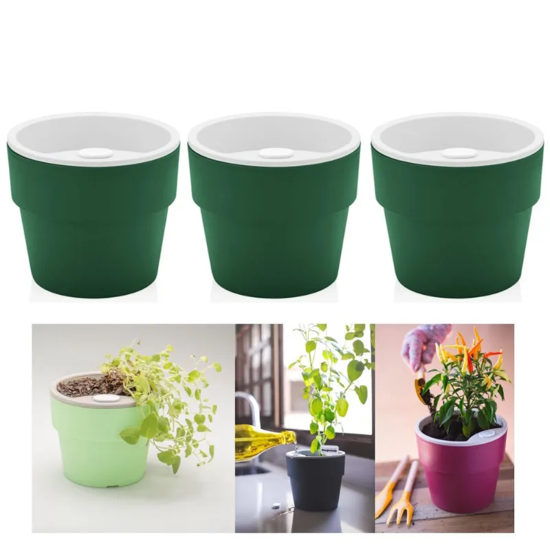 Kit Plantar 3 Vaso Autoirrigável Plantas Flor Tempero Jardim - kte 021 Ou