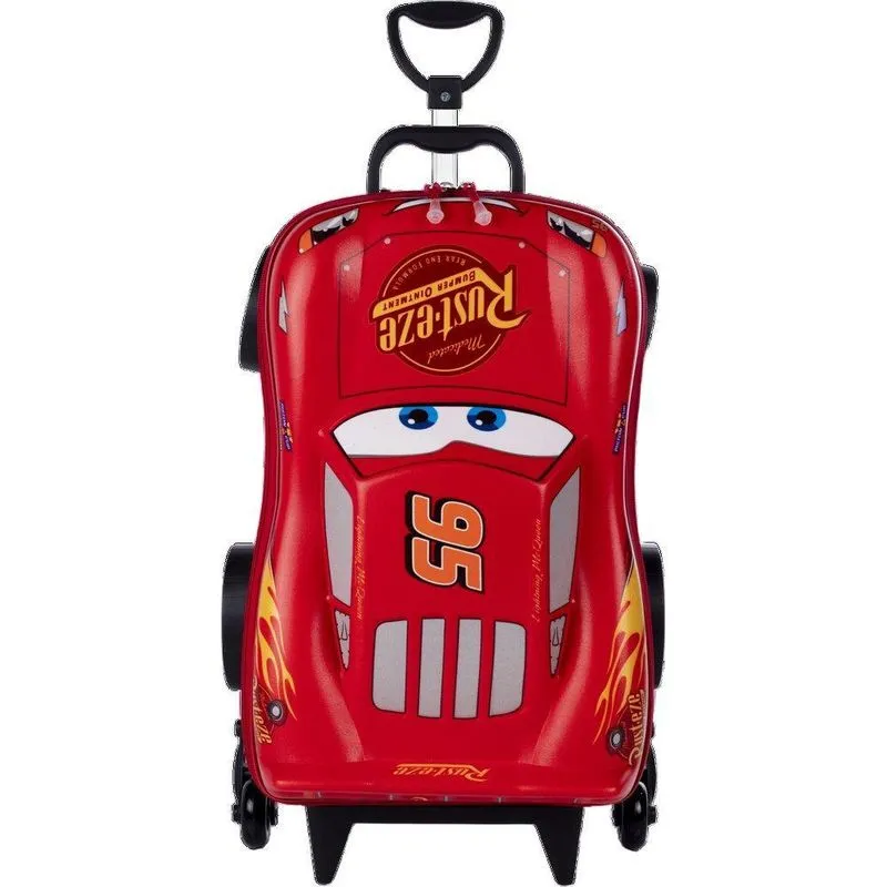 Mala Infantil Cars Mcqueen 3d Com Rodinhas Vermelha