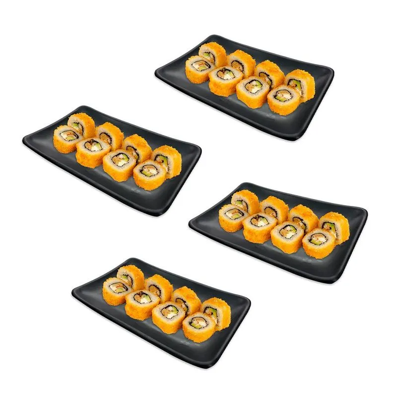 Kit Com 4 Travessa Retangular Melamina Japonesa 17,8cm