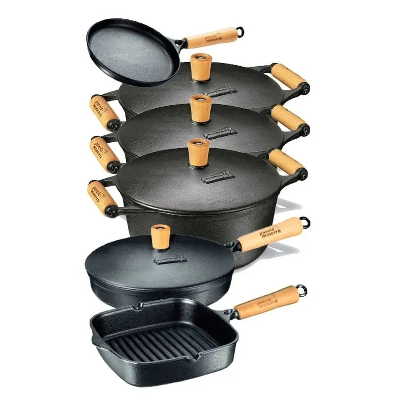 Jogo 3 Caçarola 3 Frigideira Alta, Tapioca, Cook Grill Ferro