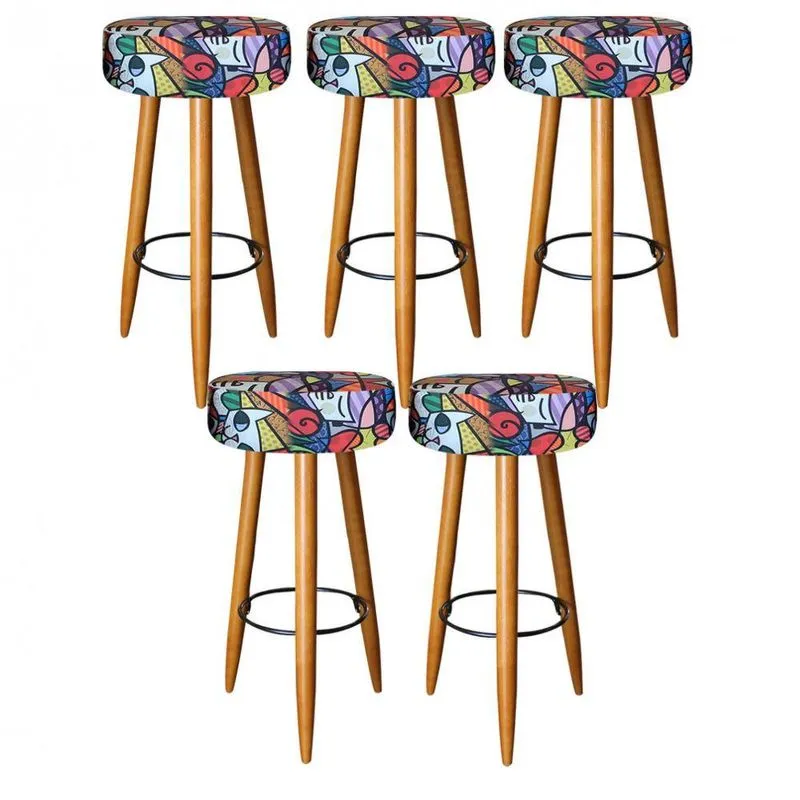 Kit 05 Banqueta Alta Lia Castanho Romero Brito