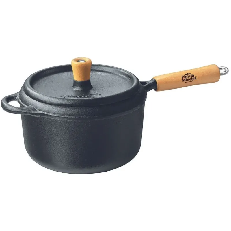 Panela Natular Modelo Pressão Cabo de Madeira e Tampa de Ferro 18,5x19cm 3,5L