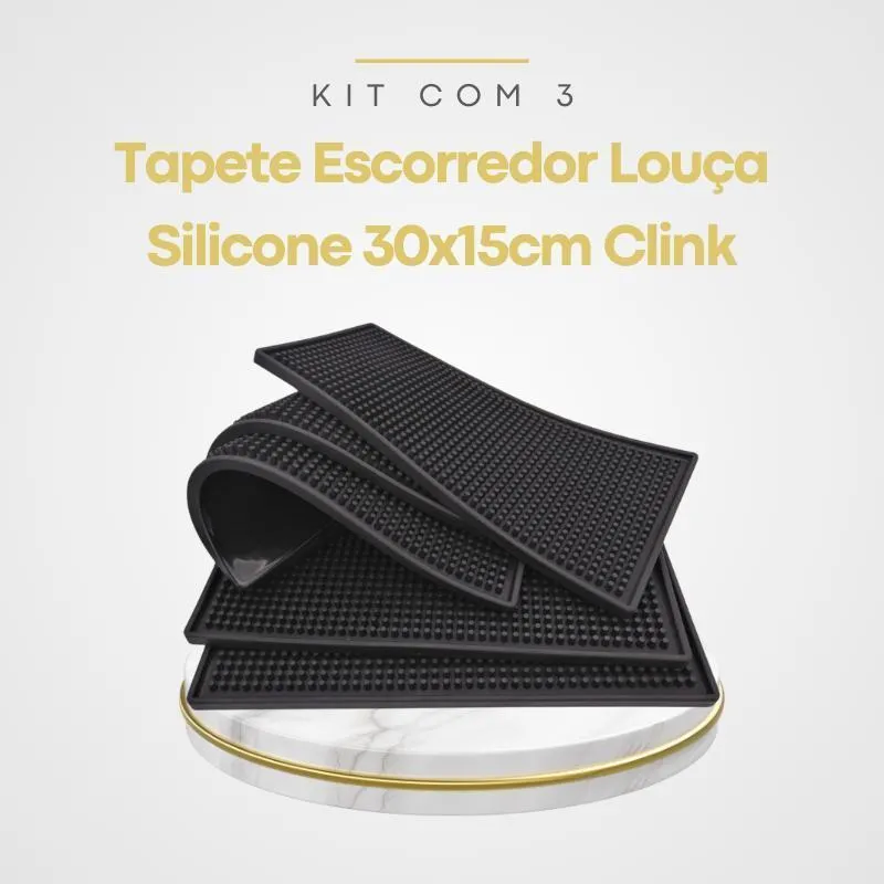 Kit 3 Tapete Escorredor Louça Silicone 30x15cm Clink