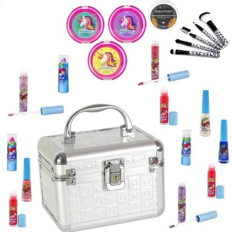 Conjunto De Maquiagem Infantil Completo Com Pinceis
